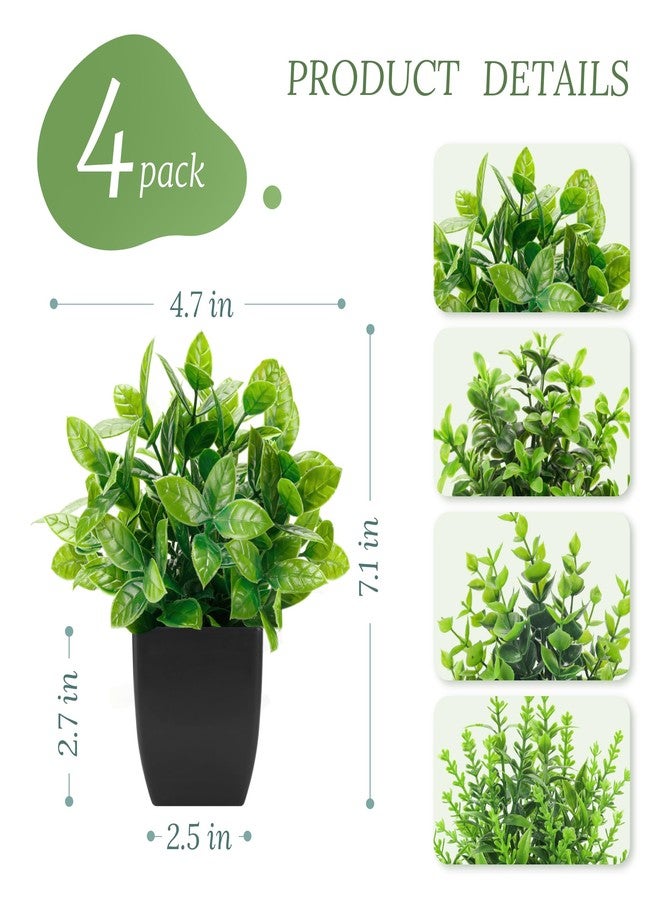 Der Rose 4 Pack Black Bathroom Decor Fake Plants Mini Artificial Greenery Potted Plants for Halloween Decor Indoor Office Table Room Farmhouse Decor - Image 3