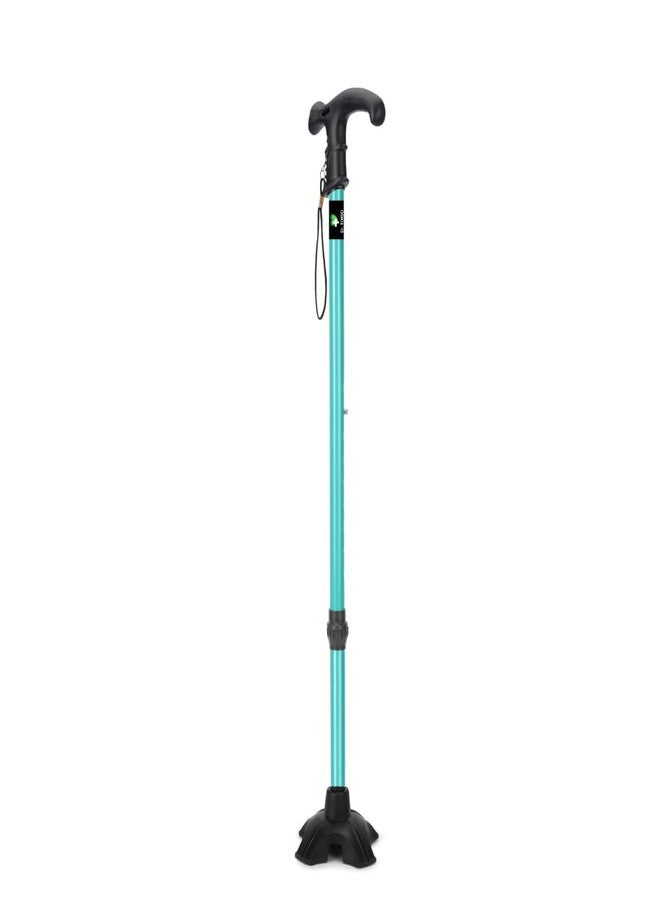 عصا المشي رباعية الأرجل من دكتور تورسو، قابلة لتعديل الارتفاع، مصنوعة من الفولاذ الطري، خفيفة الوزن، مناسبة للرجال والنساء والمرضى وكبار السن (لون أخضر) - Image 4