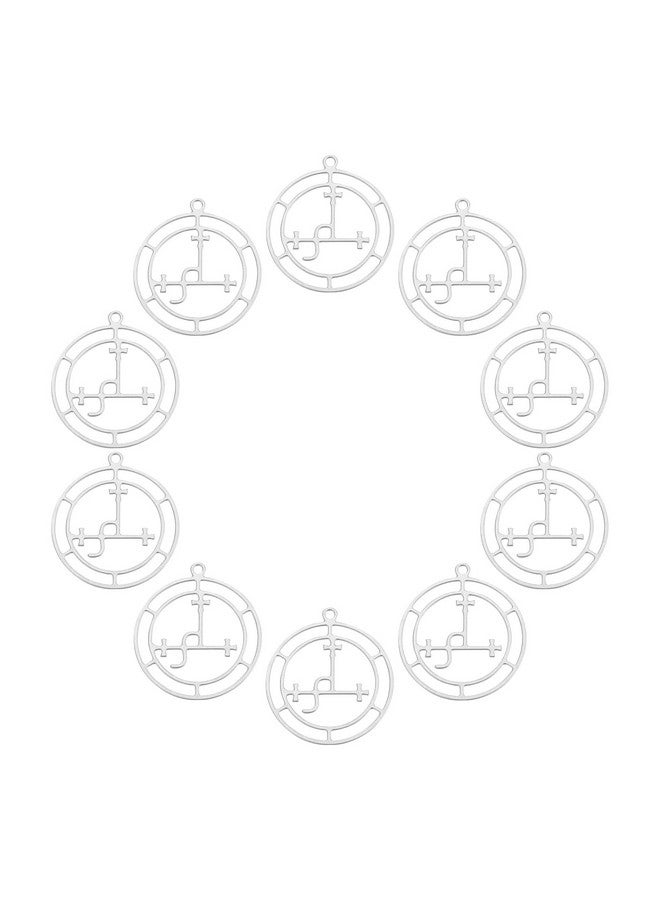 UNICRAFTALE 10pcs Flat Round Charms Stainless Steel Sigil of Lilith Pendants Metal Hollow Charms for Jewelry Making, Stainless Steel Color, Hole 1.2mm - Image 1