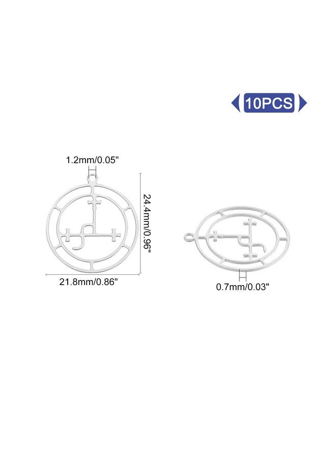 UNICRAFTALE 10pcs Flat Round Charms Stainless Steel Sigil of Lilith Pendants Metal Hollow Charms for Jewelry Making, Stainless Steel Color, Hole 1.2mm - Image 5