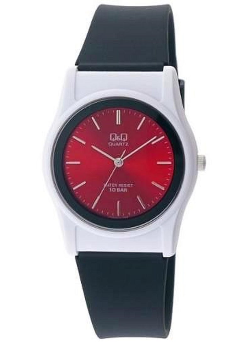 Q&Q Q&Q Watch Unisex, Quartz Movement, Analog Display, Black Resin Strap-VP26J014Y 