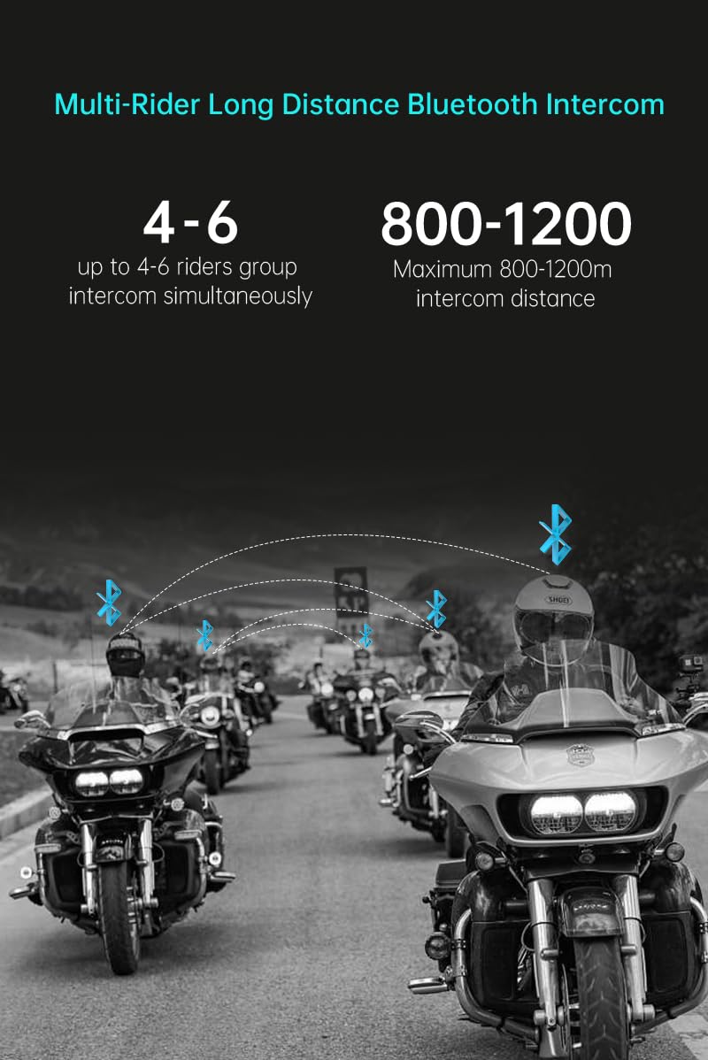 FreedConn FX PRO Motorcycle Bluetooth Headset AutoJoin Mesh Network Helmet Intercom Communication Systems with IP67 Waterproof CVC and AI Noise Cancellation Fit SnowmobileATV 1 Pack - Image 3