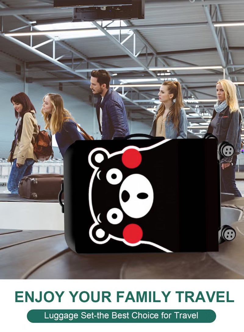 TNGames Black Bear Cute & Stain-Resistant Design Extra Thick & Highly Elastic Suitcase Protector Cover (Fits 28-32 Inch Luggage) + Free Macaron Apple Green PVC Luggage Tag | Dustproof & Scratchproof - Easy Airport Identification - Image 2