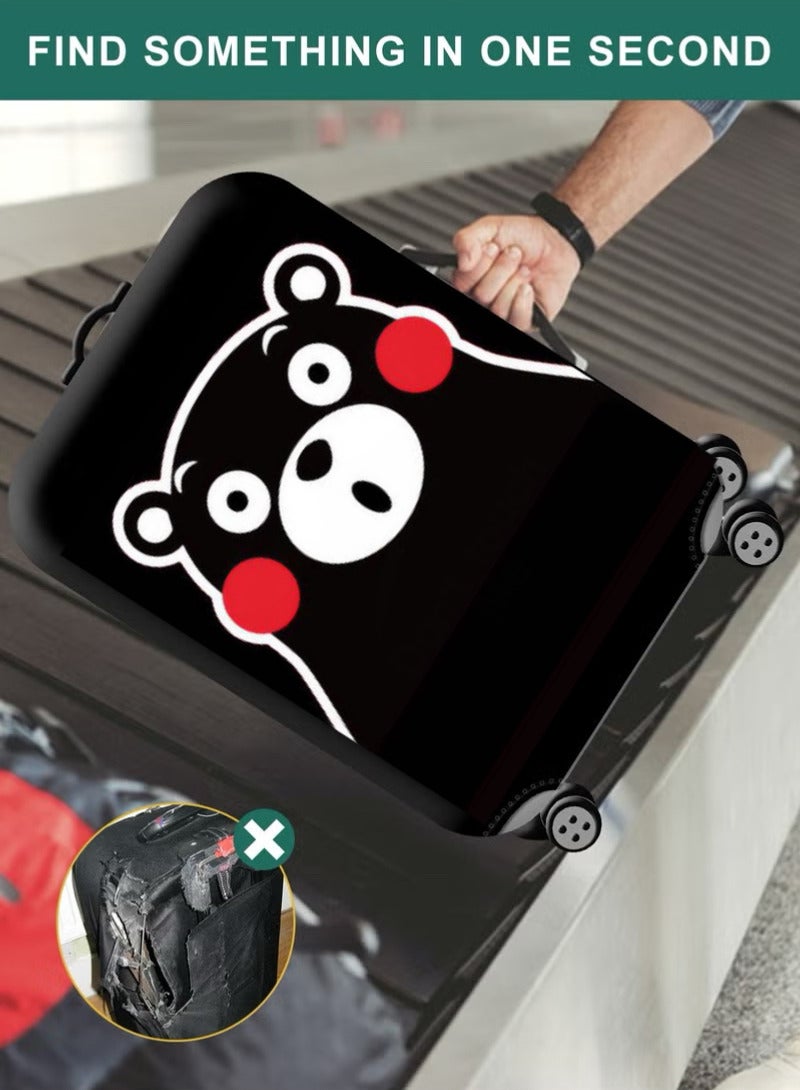 TNGames Black Bear Cute & Stain-Resistant Design Extra Thick & Highly Elastic Suitcase Protector Cover (Fits 28-32 Inch Luggage) + Free Macaron Apple Green PVC Luggage Tag | Dustproof & Scratchproof - Easy Airport Identification - Image 3