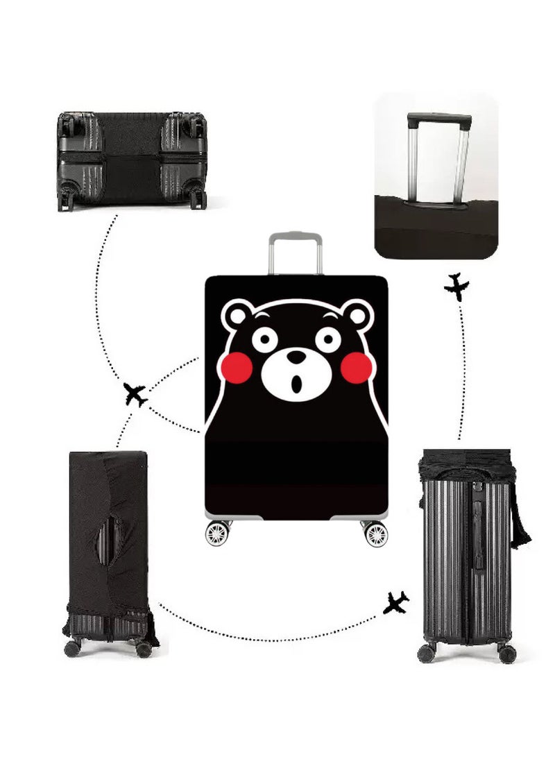 TNGames Black Bear Cute & Stain-Resistant Design Extra Thick & Highly Elastic Suitcase Protector Cover (Fits 28-32 Inch Luggage) + Free Macaron Apple Green PVC Luggage Tag | Dustproof & Scratchproof - Easy Airport Identification - Image 4