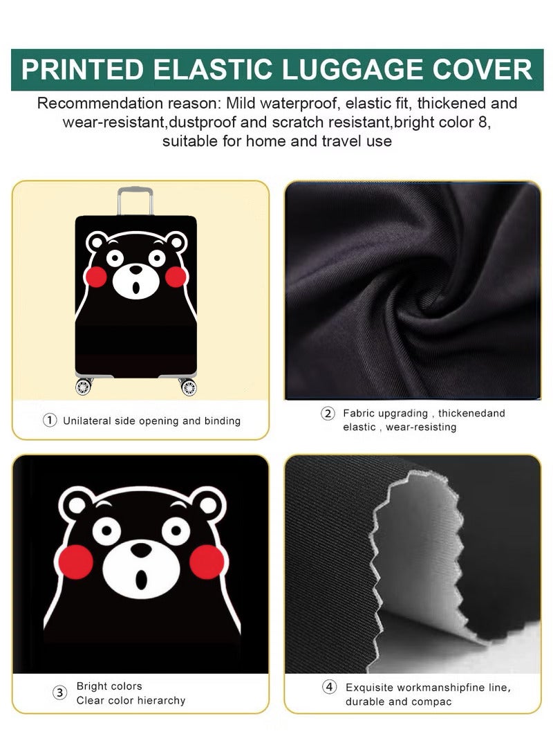 TNGames Black Bear Cute & Stain-Resistant Design Extra Thick & Highly Elastic Suitcase Protector Cover (Fits 28-32 Inch Luggage) + Free Macaron Apple Green PVC Luggage Tag | Dustproof & Scratchproof - Easy Airport Identification - Image 5