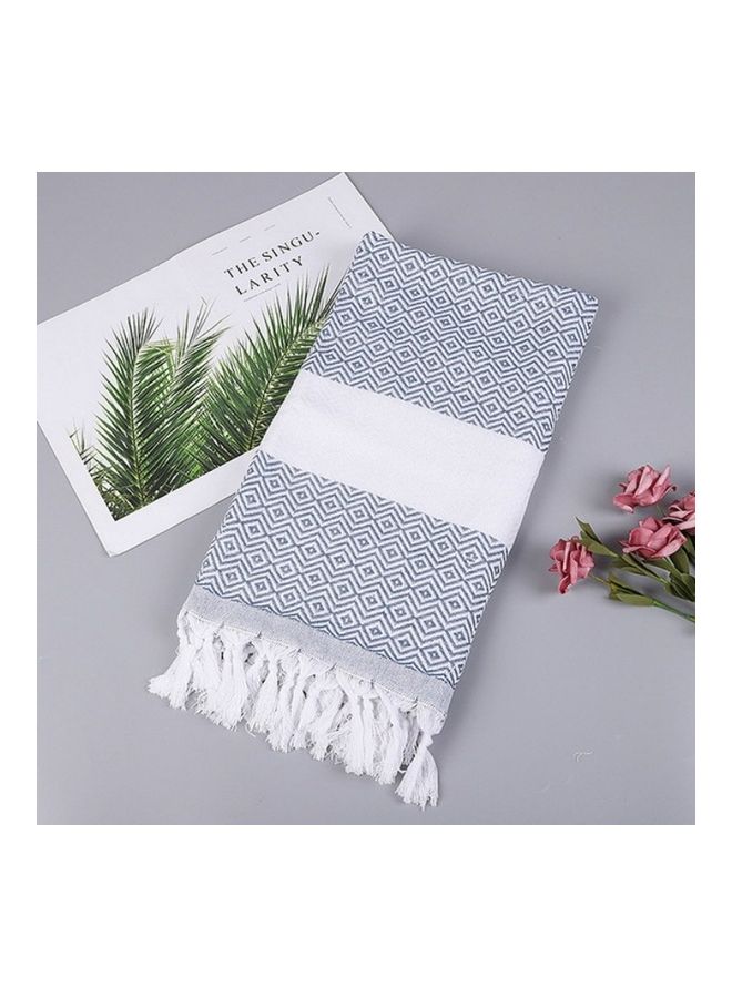 NIBEMINENT Large Pure Cotton Bath Towel Blue/White 20X10X5cm