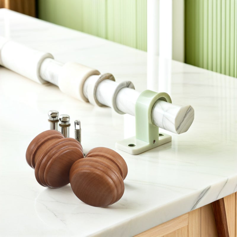 2pcs Wood Curtain Rod Finials - Drapery Rod Tips - Decorative End Cap Accessories For Window Curtain Bed Post Flagpole Topper And Crafts Beige - Image 2
