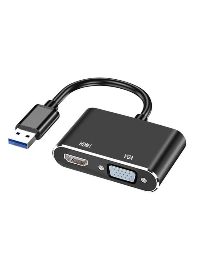 USB3.0 To HDMIVGA 2-in -1 With Audio Drive-free 1080P HD Video On-screen Adapter-Color:USB To HDMI VGA】 - Image 1