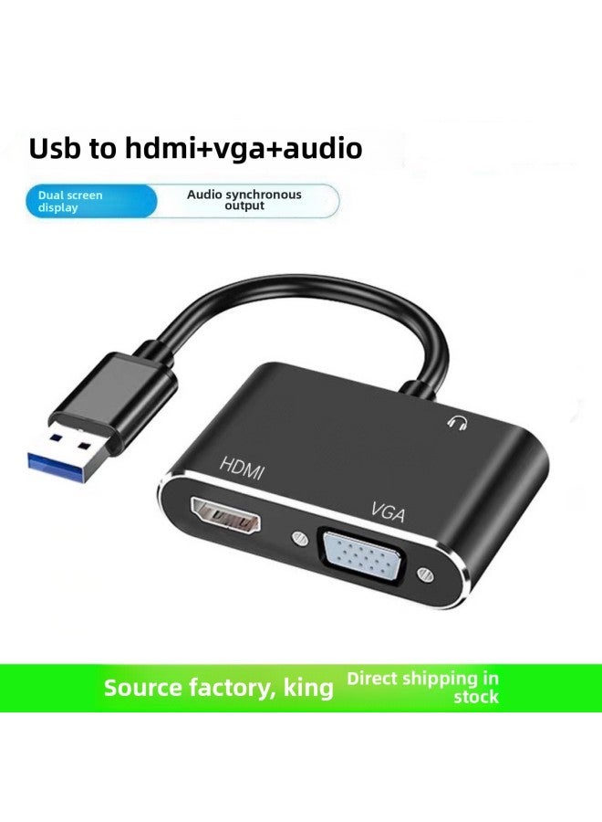 USB3.0 To HDMIVGA 2-in -1 With Audio Drive-free 1080P HD Video On-screen Adapter-Color:USB To HDMI VGA】 - Image 2
