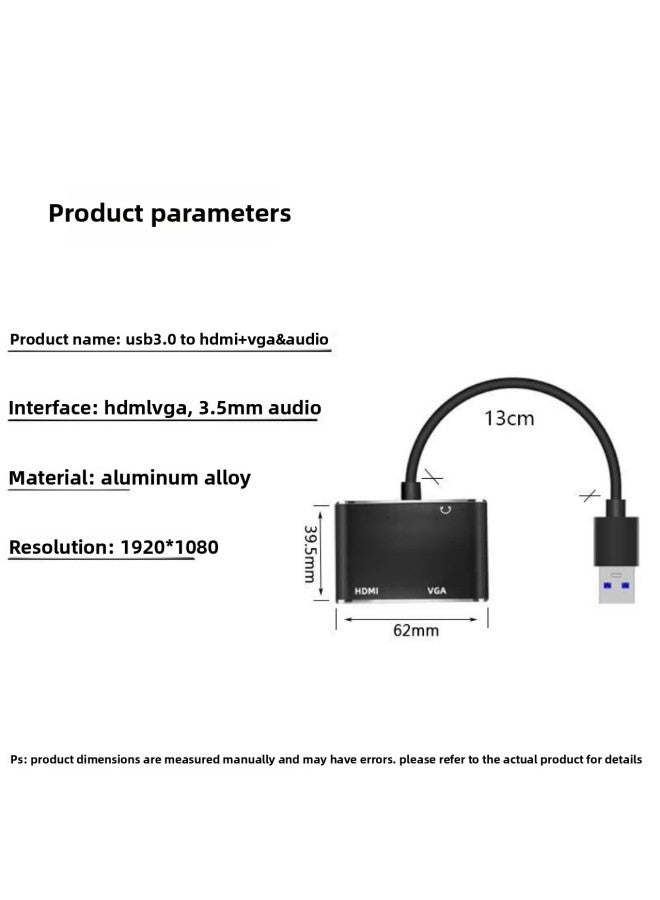 USB3.0 To HDMIVGA 2-in -1 With Audio Drive-free 1080P HD Video On-screen Adapter-Color:USB To HDMI VGA】 - Image 5