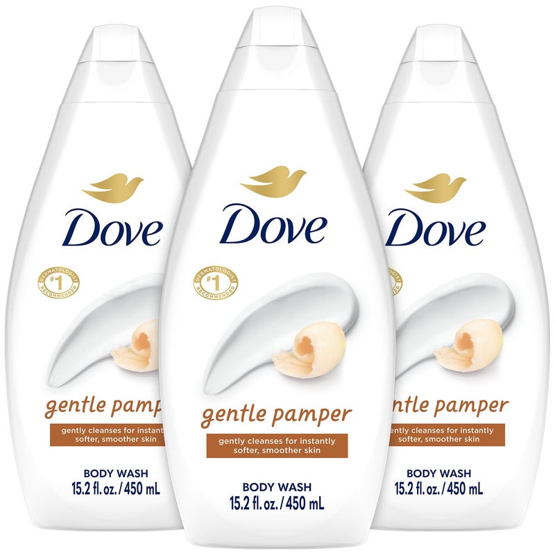 Dove Body Wash, Gentle Pamper 3-Pack â€“ Soothing Moisturizing Cleanser for Soft Skin, 15.22 Oz Ea - Image 1