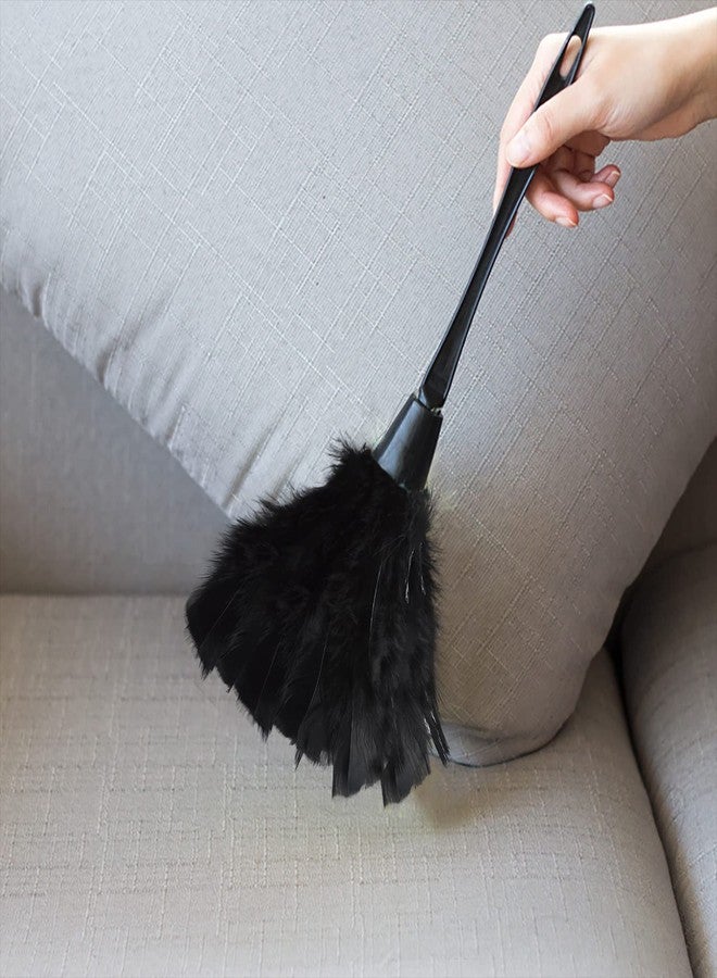 Kawaii Turkey Feather Dusters for Cleaning Home Blinds Kitchen car Office, Eco-Friendly Reusable （2 pcs Black） - Image 3