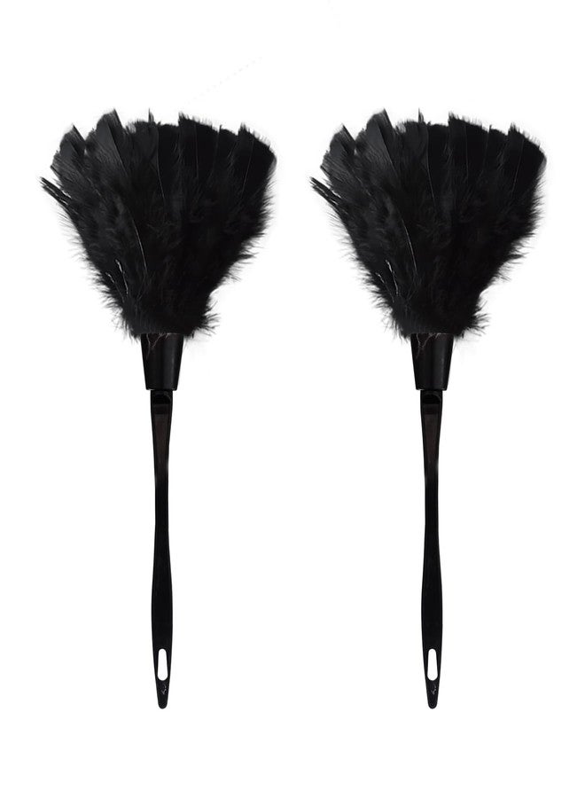 Kawaii Turkey Feather Dusters for Cleaning Home Blinds Kitchen car Office, Eco-Friendly Reusable （2 pcs Black） - Image 1