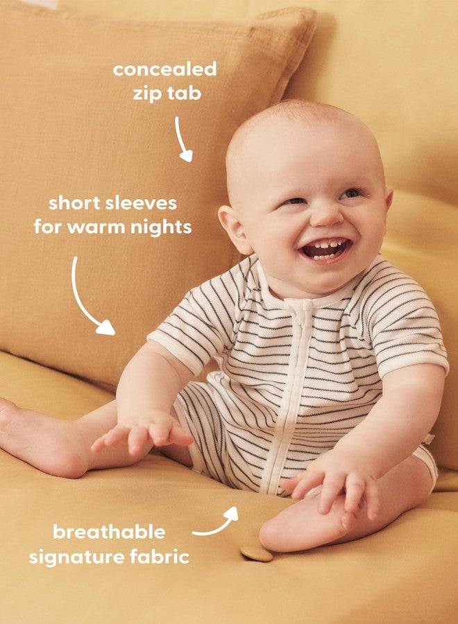 MORI Baby Summer One Piece Pajamas in Grey - Breathable Unisex Zip Romper - Comfort Short Sleeve Sleepwear - 18-24 Months - Image 3