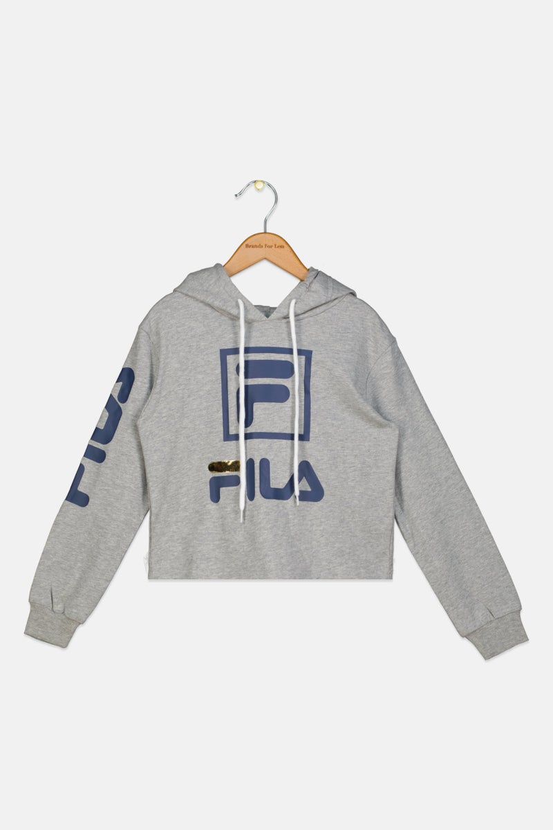 FILA Kids Girl Sportswear Fit Long Sleeves Outdoor Sweatshirt, Grey  - Image 1
