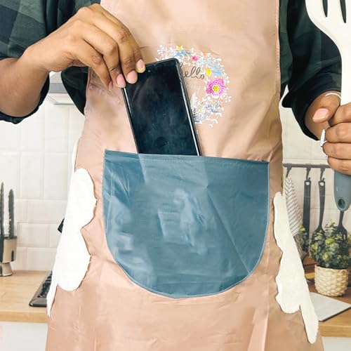 DecorTwist® Waterproof Cooking Apron | Unisex Adjustable Apron with Front Pocket and Neck Strap | Side Coral Velvet Hands Towel for Cooking, Restaurant, Kitchen (Size: 59x 0.1x 72cm) - Image 5