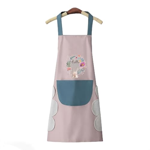 DecorTwist® Waterproof Cooking Apron | Unisex Adjustable Apron with Front Pocket and Neck Strap | Side Coral Velvet Hands Towel for Cooking, Restaurant, Kitchen (Size: 59x 0.1x 72cm) - Image 1