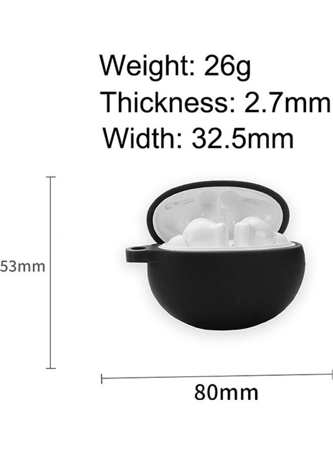 S-Color Protective Silicone Case With Carabiner For Huawei FreeBuds 4i Black - Image 2