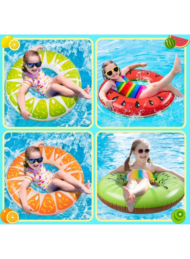 JOGAMS 7PCS Fruit Pool Floats Watermelon Kiwi Orange Lemon Swimming Rings with 13.5" Beach Balls Inflatable Tubes Floaties Toys for Kids Adults - Image 5