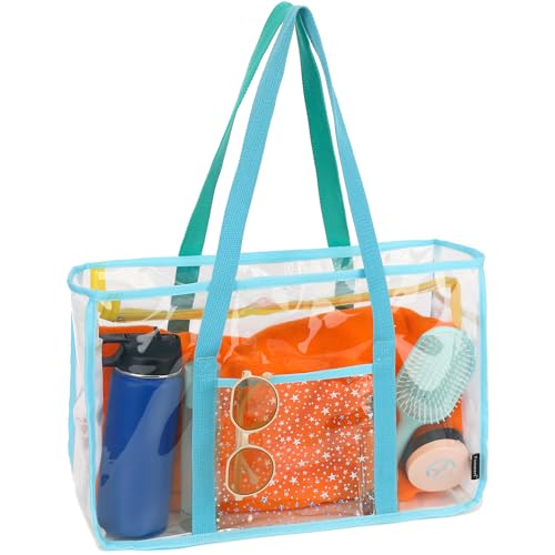 Fammart Clear Beach Bag for Women, Large Pool Tote Cruise Vacation Essentials - Zipper Closure, Waterproof, Sandproof - Image 1