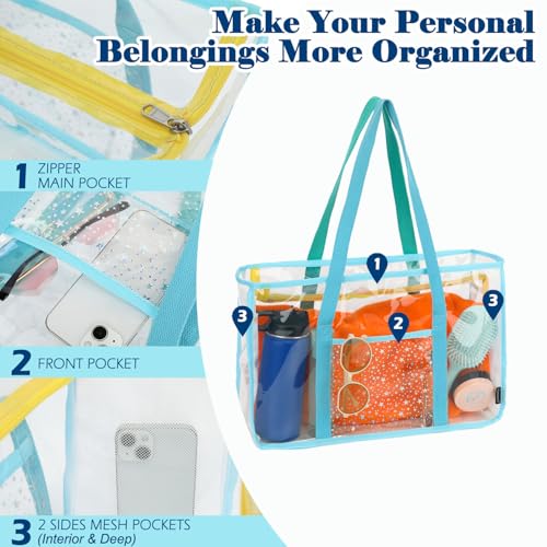 Fammart Clear Beach Bag for Women, Large Pool Tote Cruise Vacation Essentials - Zipper Closure, Waterproof, Sandproof - Image 4