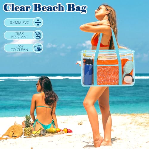 Fammart Clear Beach Bag for Women, Large Pool Tote Cruise Vacation Essentials - Zipper Closure, Waterproof, Sandproof - Image 2