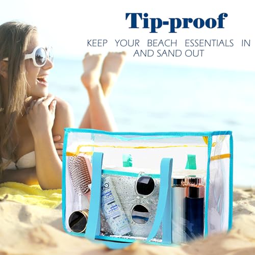 Fammart Clear Beach Bag for Women, Large Pool Tote Cruise Vacation Essentials - Zipper Closure, Waterproof, Sandproof - Image 5