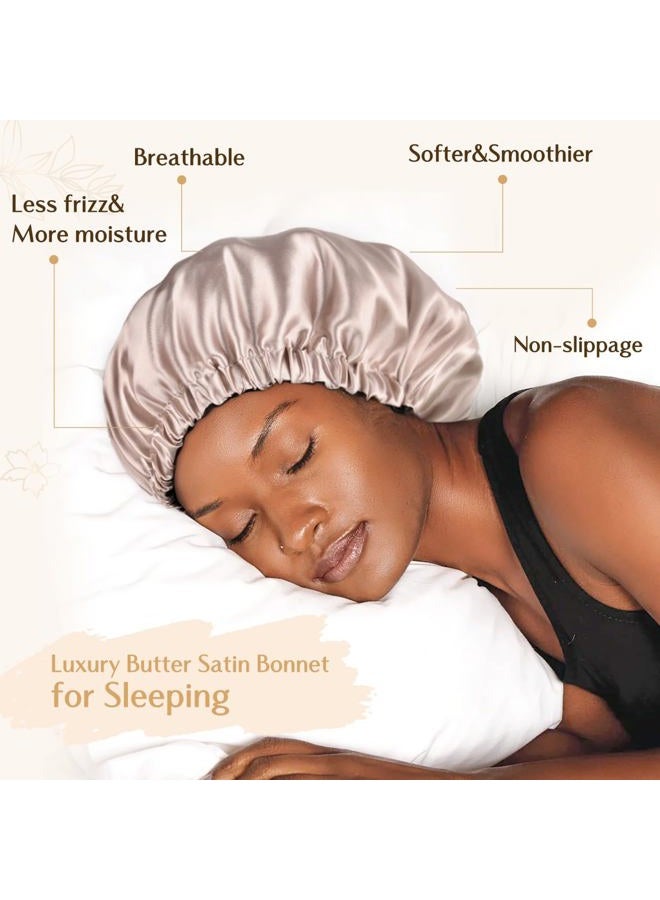 YANIBEST Double Layer Satin Bonnet Silk Bonnet Adjustable Hair Bonnet for Sleeping Hair Bonnets for Women Curly Natural Hair - Image 2