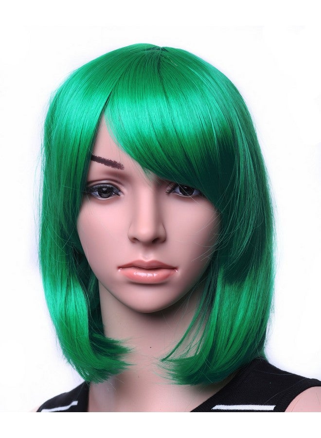 SWACC Wacc 11” Women Short Straight Synthetic Bob Wig Candy Color Cosplay Wig Anime Costume Hairpiece For Party With Wig Cap (Green04) - Image 2
