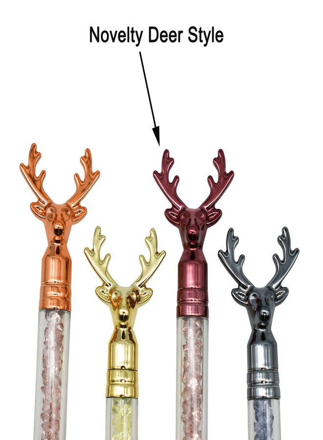 Maydahui 12 PCS Deer Head Shape BallPoint Pen Retractable Christmas Bling Pens Crystal Quicksand Animal Pen Black GeL Ink for Christmas Party School Office - Image 3