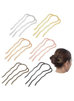 Chuangdi 6 Pieces Hair Fork Clip Stick 87 Mm Side Hair Comb 4 Prong Hair Updo Bun Hairpin Sticks Alloy Hair Clips Grips For Women Hair Styling Tool Accessories (Assorted Color)  - Image 1