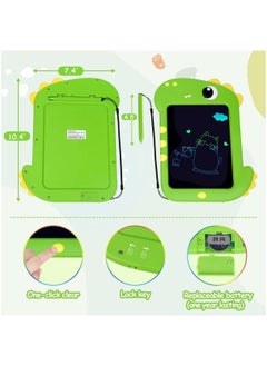 Arabest LCD Writing Pad for Kids, Graffiti Board Gift for Kids Learning Sensory Toys - 8.5" Birthday Gift Drawing Pad, Dinosaur Shaped Color Drawing Pad for Boys and Girls (Green)  - Image 5