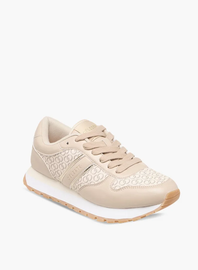 Celeste Women's Monogram Print Lace-Up Sneakers