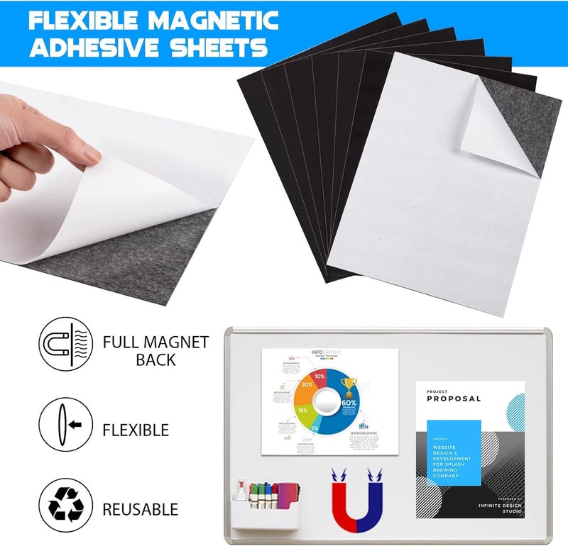 VOXIMAX Magnetic Sheet Papers Plain Adhesive Flexible Peel And Stick A4 Size Fridge Magnets Self For Crafts, Photos, Stamps, Etc. Decoration (30X20 cm) (1 PCS),Black - Image 3