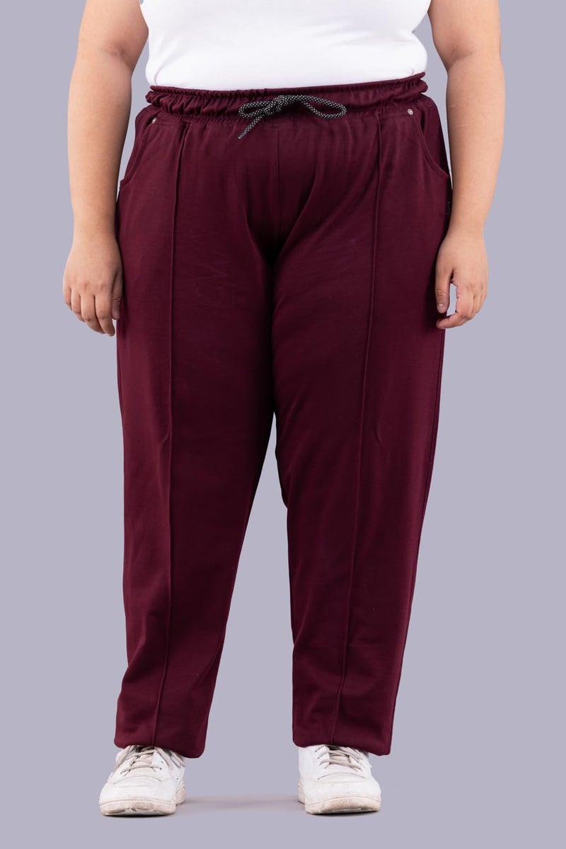 CUPID Women's Regular Fit Cotton Track Pants,Comfortable Lower,Trouser,Sports Joggers,Night n Daily Use Gym Wear Lounge Pant for Ladies, Wine,XX Large - Image 5