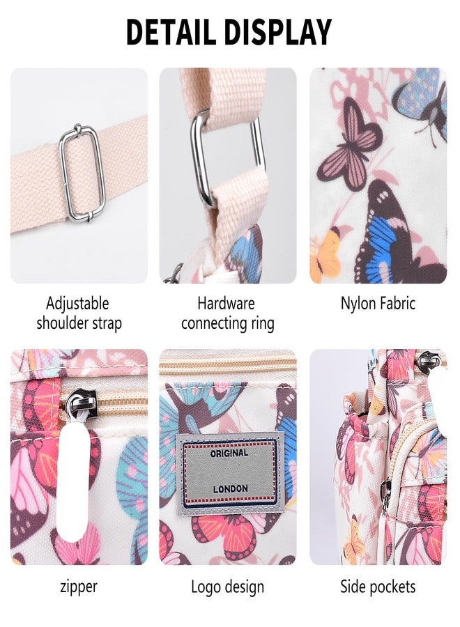 WITERY Crossboby Bag for Women - Waterproof Nylon Shoulder Bag Multi-Pocket Handbags Butterfly Purse Messenger Bags with Adjustable Strap, Casual Ladies Zipper Medium Hobo Tote Bags Travel Purses - Image 5
