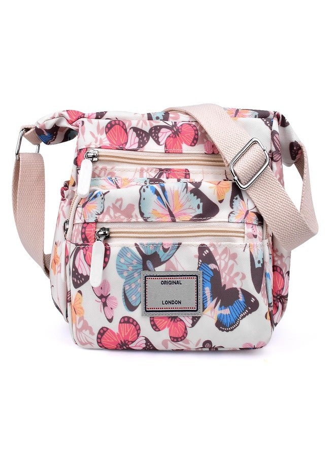 WITERY Crossboby Bag for Women - Waterproof Nylon Shoulder Bag Multi-Pocket Handbags Butterfly Purse Messenger Bags with Adjustable Strap, Casual Ladies Zipper Medium Hobo Tote Bags Travel Purses - Image 1