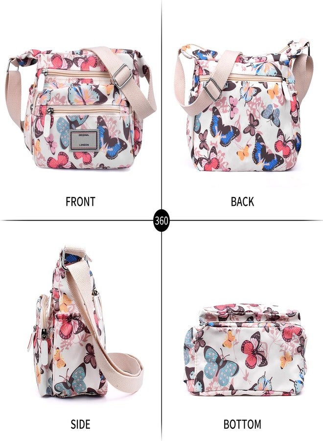 WITERY Crossboby Bag for Women - Waterproof Nylon Shoulder Bag Multi-Pocket Handbags Butterfly Purse Messenger Bags with Adjustable Strap, Casual Ladies Zipper Medium Hobo Tote Bags Travel Purses - Image 2