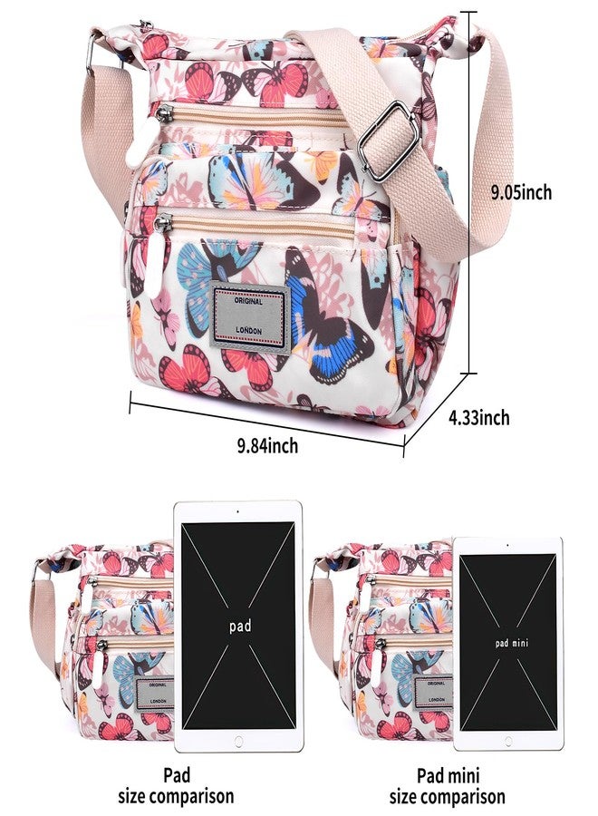 WITERY Crossboby Bag for Women - Waterproof Nylon Shoulder Bag Multi-Pocket Handbags Butterfly Purse Messenger Bags with Adjustable Strap, Casual Ladies Zipper Medium Hobo Tote Bags Travel Purses - Image 3