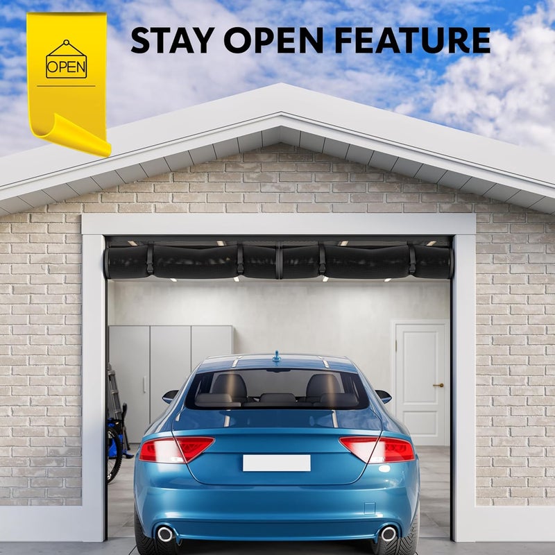 AUGO Garage Door Screen Magnetic Closure - Garage Screen Doors for 1 Car Garage Pull Down - Magnetic Screen Door Mesh - Heavy Duty Weighted Bottom- Pet & Kid Friendly - Keep Open Feature - 8' x 7' - Image 2