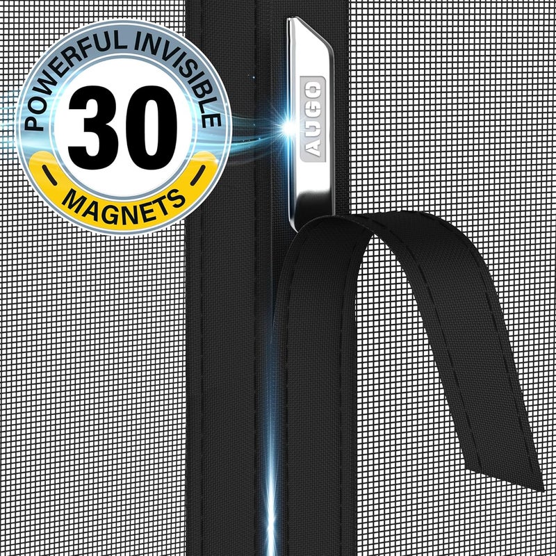 AUGO Garage Door Screen Magnetic Closure - Garage Screen Doors for 1 Car Garage Pull Down - Magnetic Screen Door Mesh - Heavy Duty Weighted Bottom- Pet & Kid Friendly - Keep Open Feature - 8' x 7' - Image 3