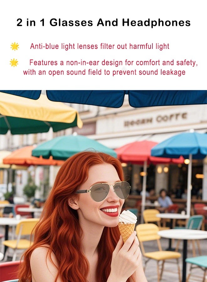 RUKYU AI Smart Glasses,Wireless Bluetooth Glasses, 2-in-1 Glasses and Earphones, Supports Real-Time Translation of 145 Languages, Music Playback, Recording, and Voice/Video Call Translation, 360-degree Panoramic Surround Sound, Clear Noise Reduction, Suitable For Meetings, Driving, Travel And Other Occasions (Gunmental Gray) - Image 4