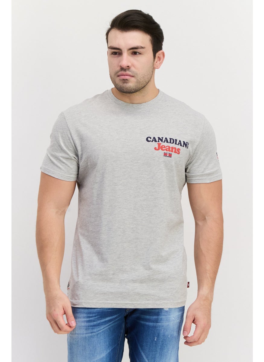 Canadian Peak - Men Crew Neck Short Sleeve Brand Logo T Shirt, Grey Combo - Image 1