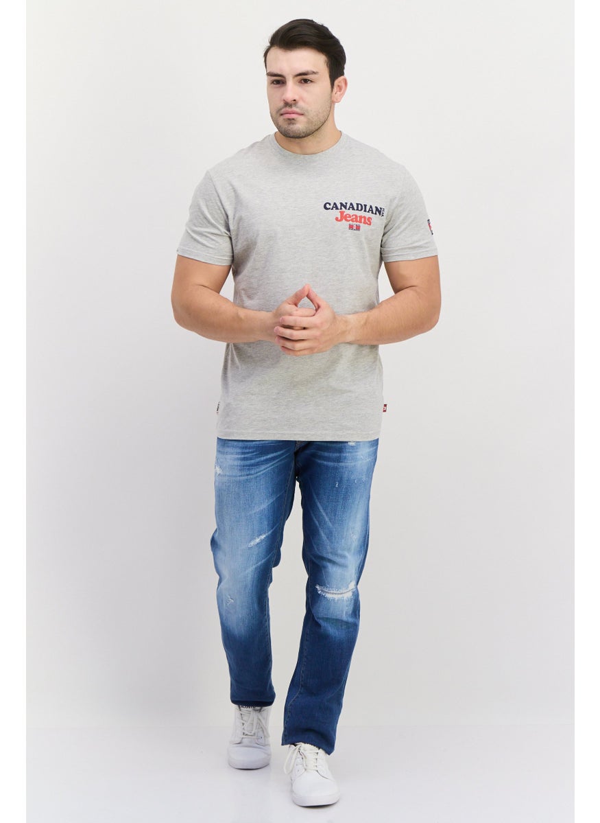 Canadian Peak - Men Crew Neck Short Sleeve Brand Logo T Shirt, Grey Combo - Image 1
