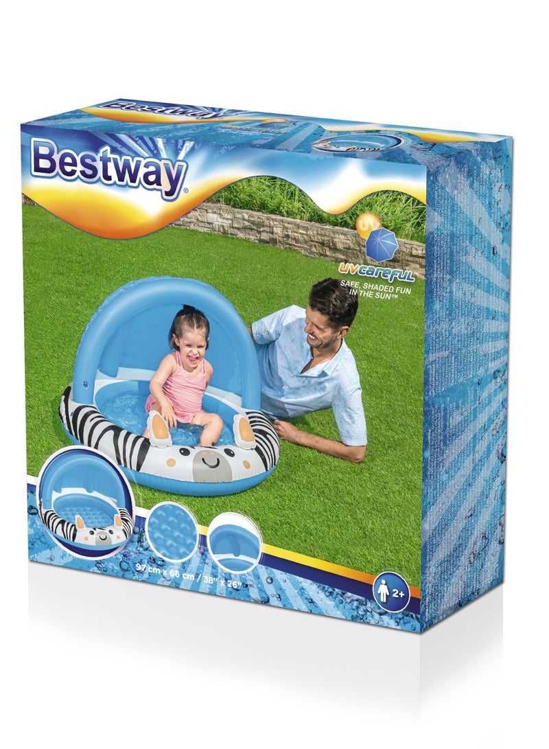 Bestway Uv Care Baby Seat Safari Sun Shaded Baby Pool 97x66cm | Inflatable Pool for Toddlers and Kids - Image 1