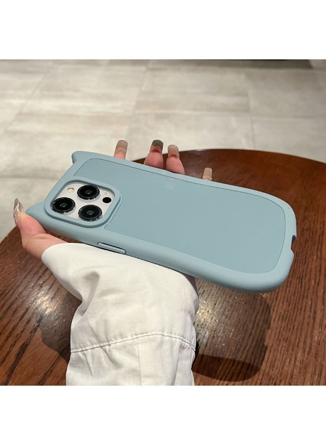 NIBEMINENT Cat Ears Protective TPU Case Cover For iPhone 15 Pro Max, New Blue - Image 2