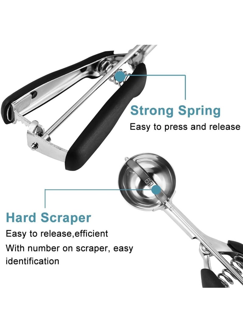 SYOSI Cookie Scoop Set, Includes 1 Tbsp/2 Tbsp/3 Tbsp Cookie Scoops for Baking, 18/8 Stainless Steel, Non-Slip Grip, Dishwasher Safe, Ideal for Cookies, Muffins, Cupcakes, Ice Cream, Waffles (Silver) - Image 3