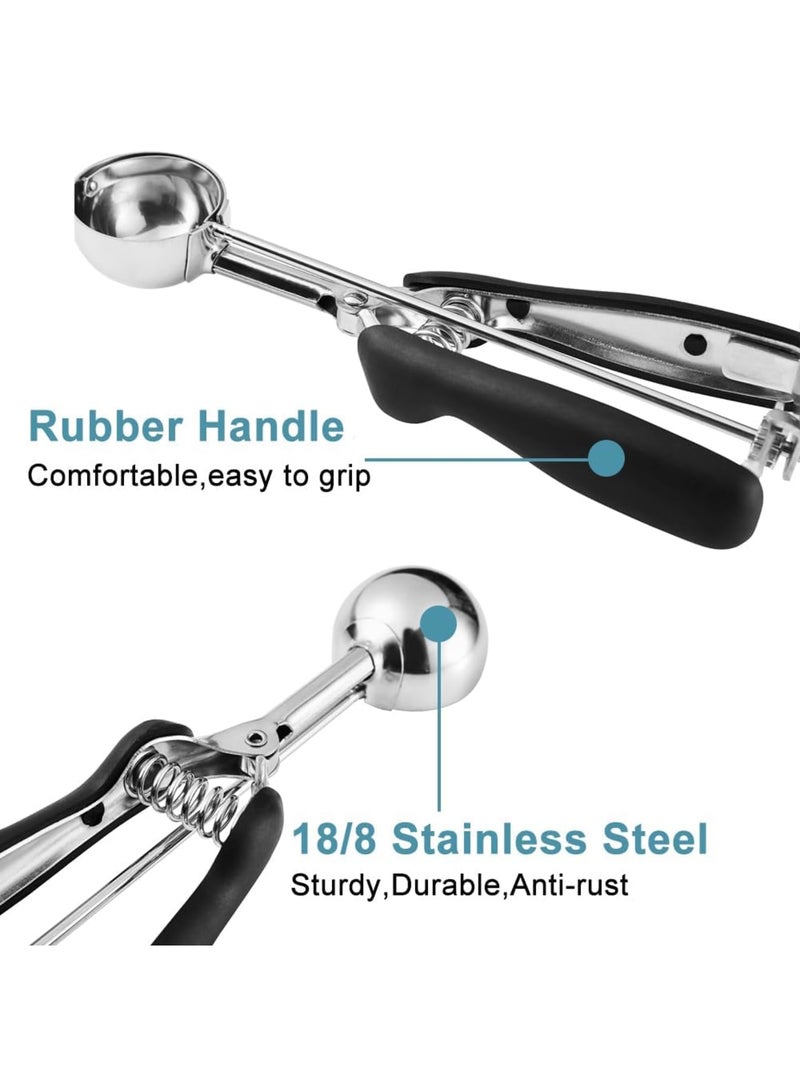 SYOSI Cookie Scoop Set, Includes 1 Tbsp/2 Tbsp/3 Tbsp Cookie Scoops for Baking, 18/8 Stainless Steel, Non-Slip Grip, Dishwasher Safe, Ideal for Cookies, Muffins, Cupcakes, Ice Cream, Waffles (Silver) - Image 4