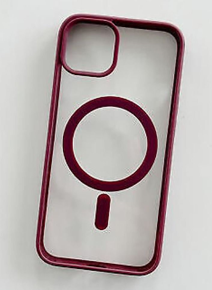 IPhone 14 (6.1 Inch) MagSafe Case With Colored Sides - Clear / Wine Red 